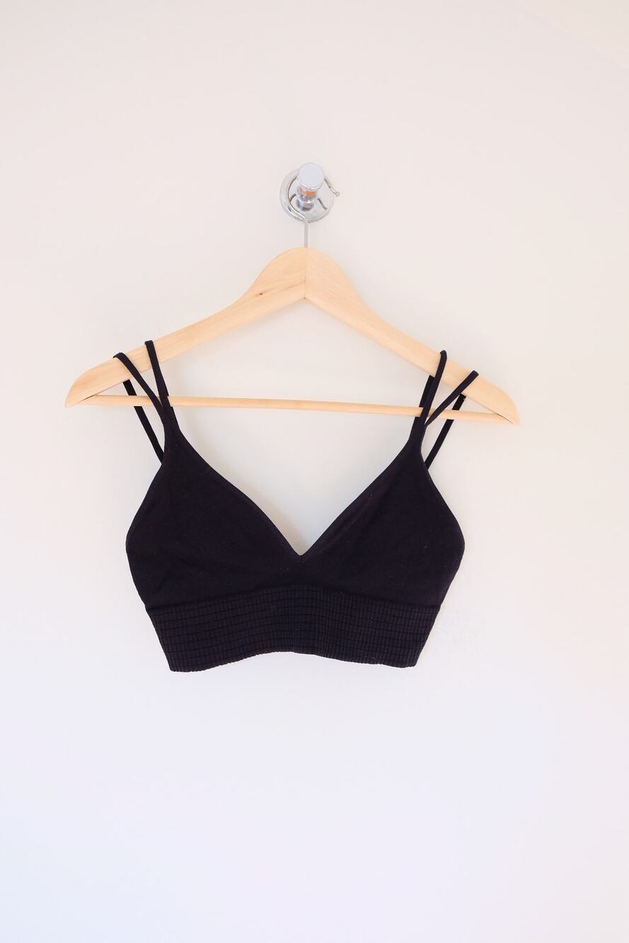 Intimately Free People Seamless Ribbed Bralette XS/S Black Festival Boho